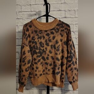 Aerie XS Brown and Black Leopard Print Sweater